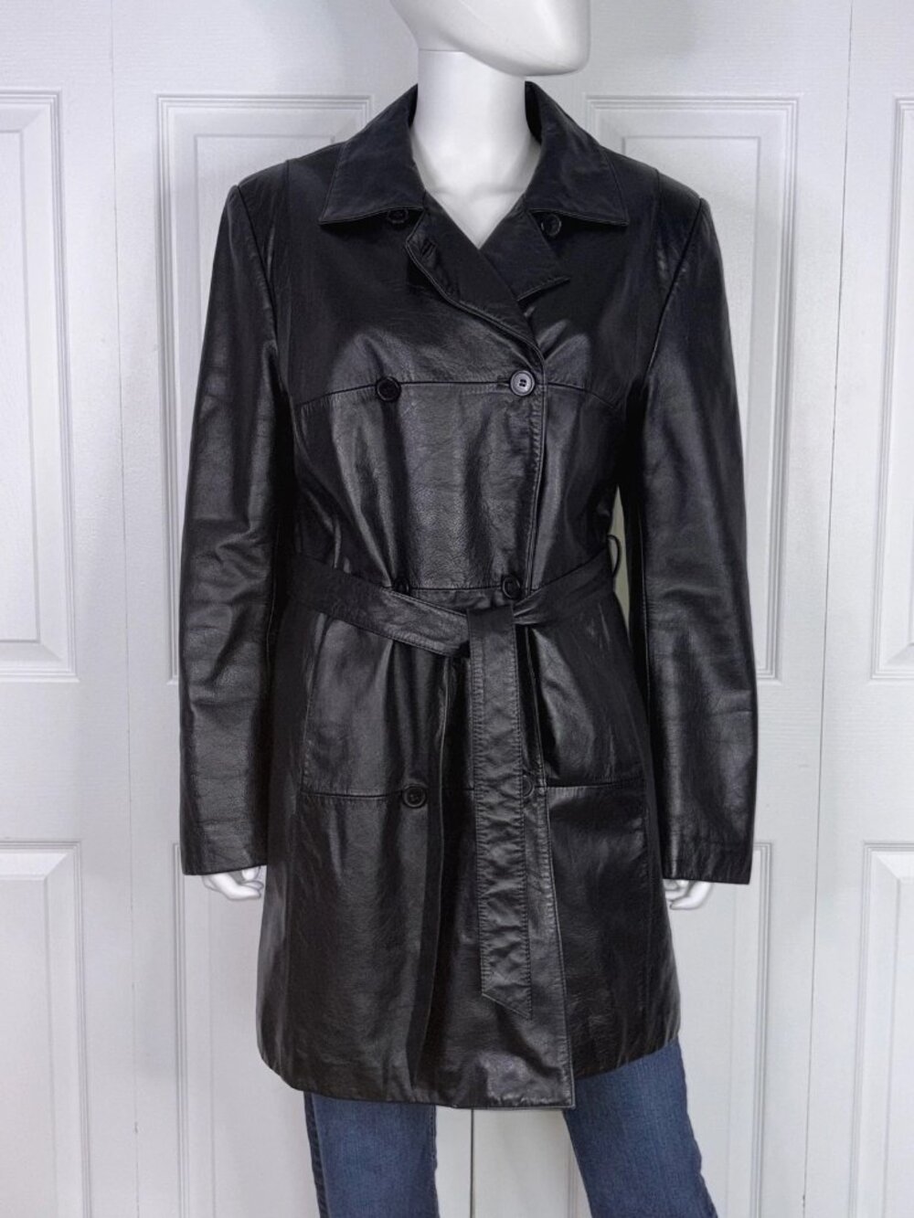 DANIER women's leather black coat medium LIKE NEW